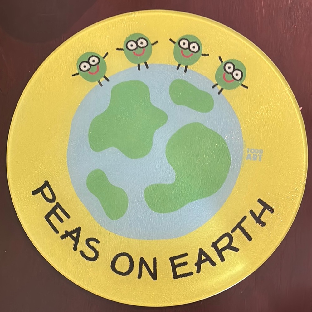 Yellow 'Peas on Earth' Decorative Plate